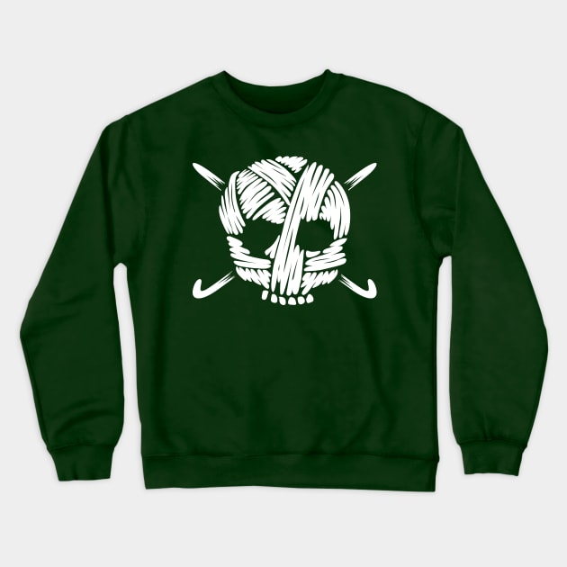 Funny Chrochet - Wool Skull with Crochet hooks Crewneck Sweatshirt by Nowhereman78